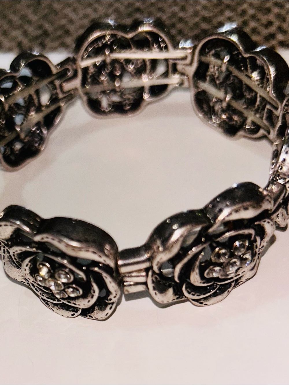 Silver Floral Stretch Bracelet - Women's Jewelry